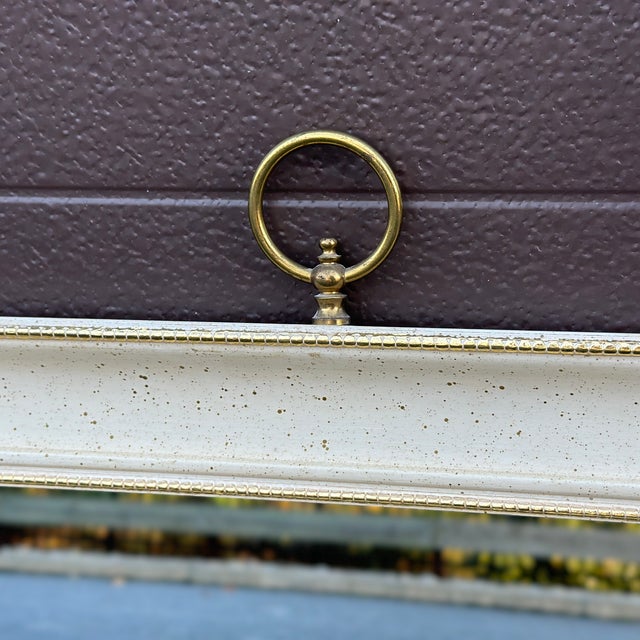 Turner Manufacturing Company Turner Mfg. Co. Gold Splatter Wall Mirror With Brass Ring Finial For Sale - Image 4 of 10