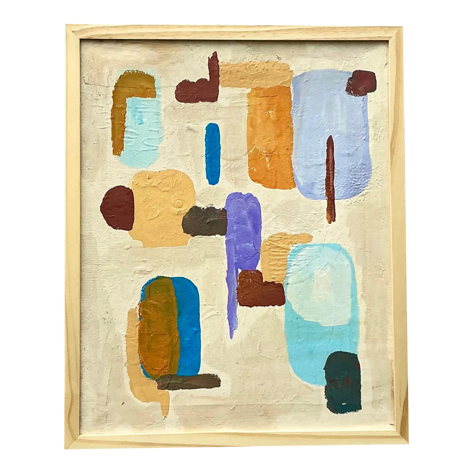 Vintage Boho Original Abstract Oil Paining on Canvas | Chairish