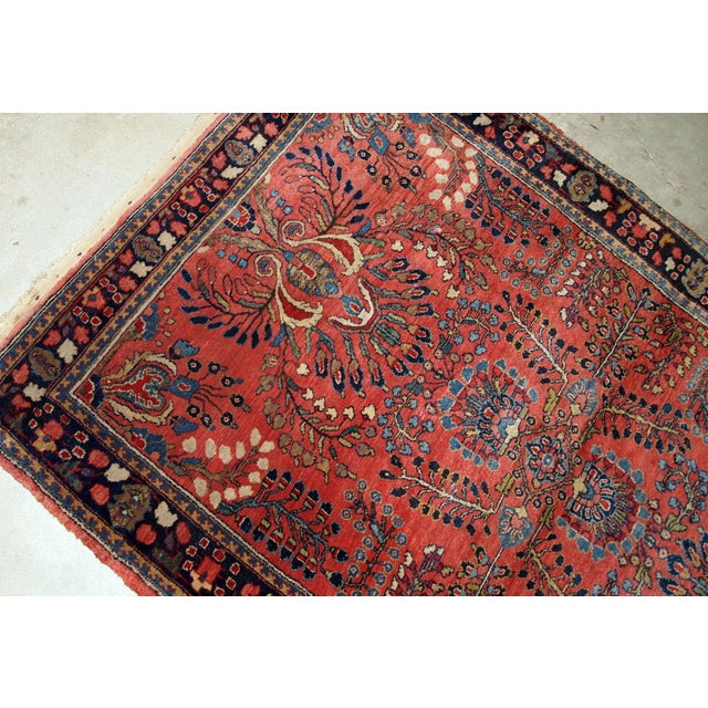 1920s 1920s, Handmade Antique Persian Sarouk Rug 3.10' X 5.3' For Sale - Image 5 of 6