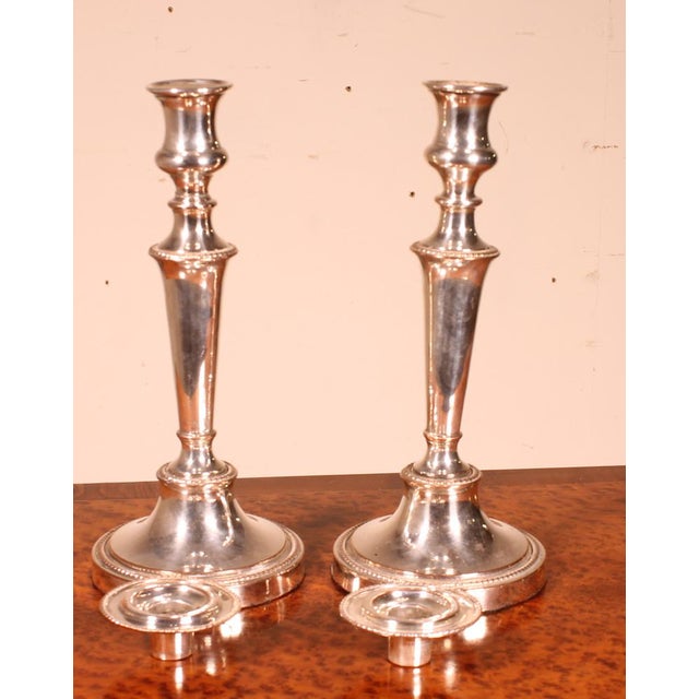 Very nice pair of 19th Century silver plated Candlesticks from England Very beautiful patina and in very good condition