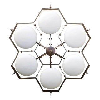 21st Century Beehive Bronze Matte White Murano Flush Mount by Fabio LTD For Sale