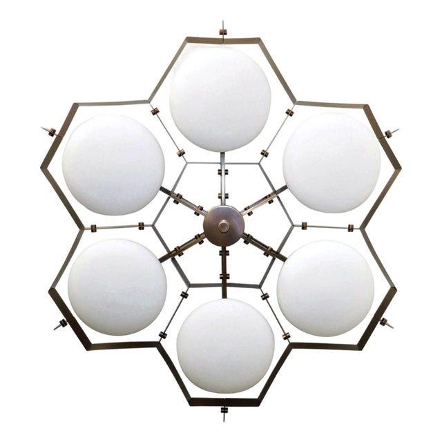 21st Century Beehive Bronze Matte White Murano Flush Mount by Fabio LTD For Sale