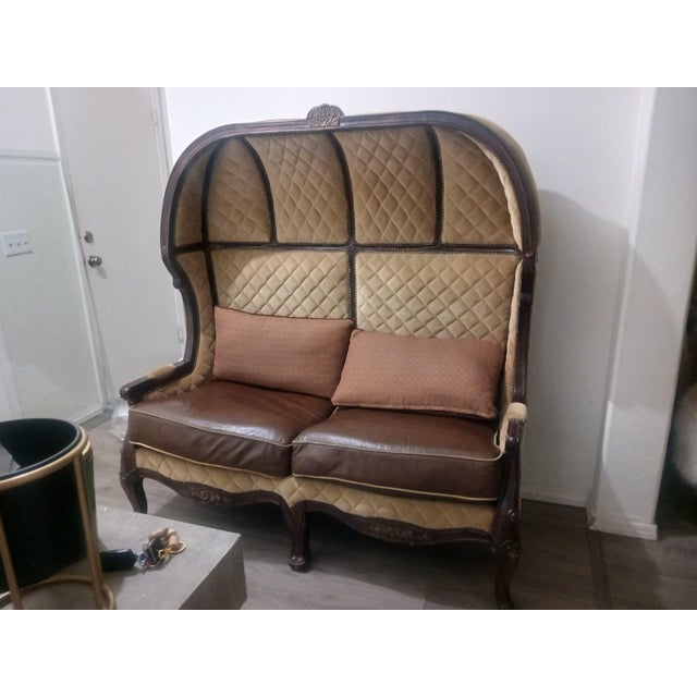 Late 20th Century Late 20th Century French Provincial Hooded Dome Canopy Porter Loveseat For Sale - Image 5 of 8