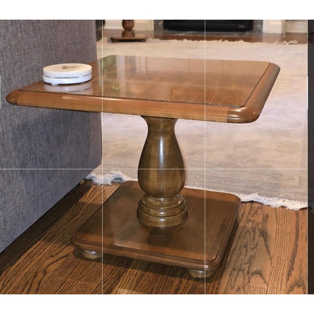 Mid-Century Modern Vintage Ethan Allen Pedestal Tables Heirloom Collection For Sale - Image 3 of 3
