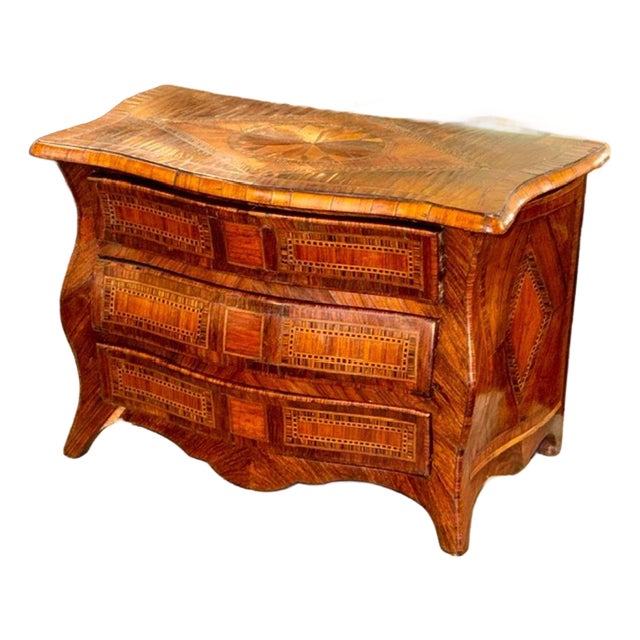 19th C. Italian Miniature Inlaid Walnut Commode For Sale