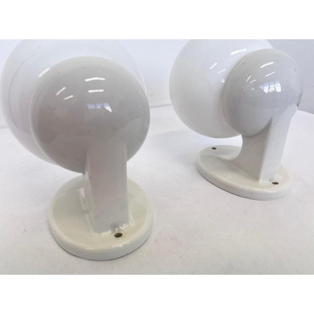 Glass Bauhaus Porcelain and Glass Wall Lamps, 1930s, Set of 2 For Sale - Image 7 of 11