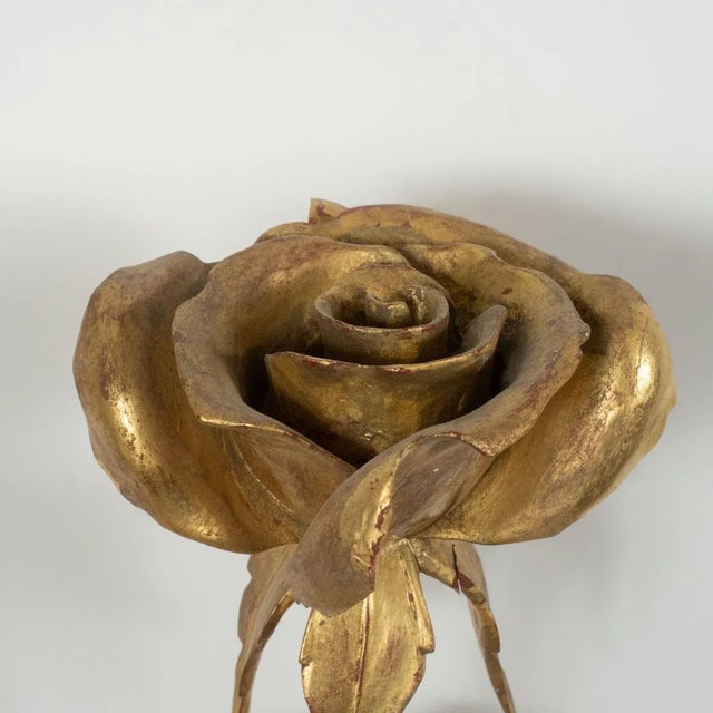 Giltwood Rose Sculpture by Carlos Villegas For Sale - Image 4 of 11