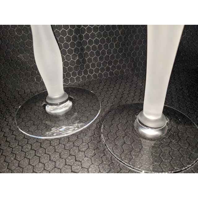 Anne Nilsson for Orrefors "Celeste" Frosted Crystal Candlesticks, Sweden (Pair) For Sale - Image 9 of 17