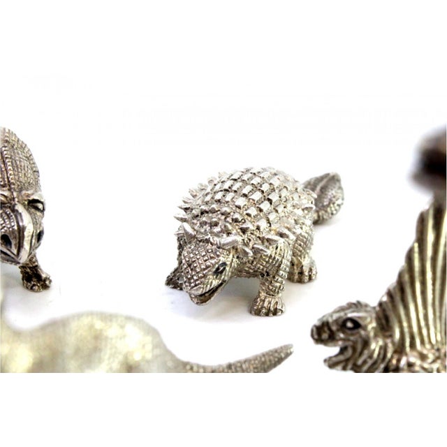 Perfectly Shaped Silver Dinosaurs, Set of 10 For Sale - Image 11 of 12
