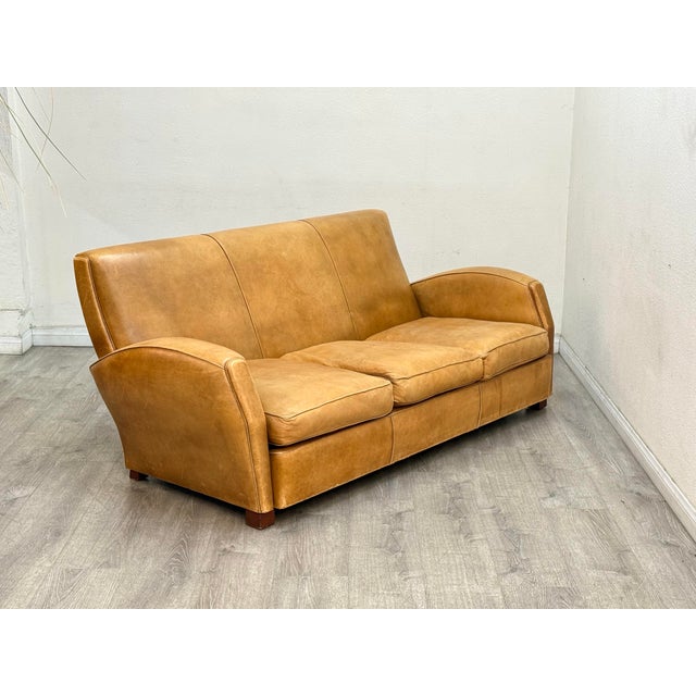 French Leather Vintage Sofa For Sale - Image 10 of 12