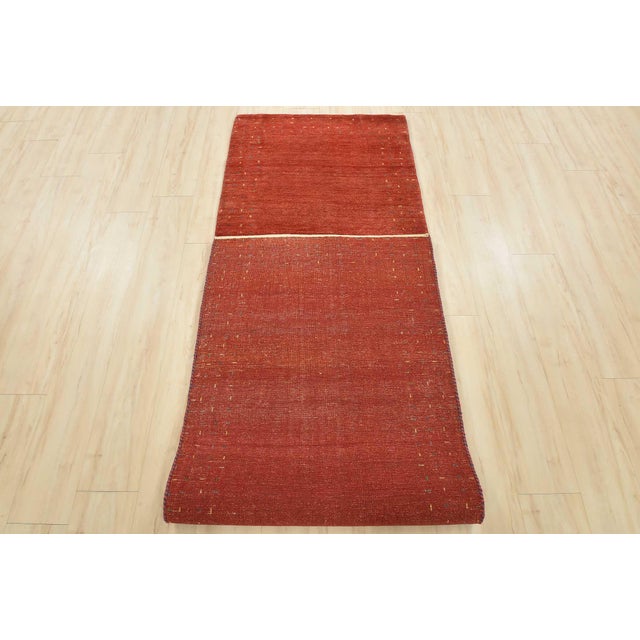 Gabbeh Runner 2’10” X 9’11” Red Wool Contemporary Hand-Knotted Oriental Rug For Sale - Image 12 of 13