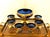 Vintage Venetian Tre-Fuochi Murano Dessert Set with Fruit Goblet and Coupes in Cobalt Blue and 24kt Gold-Plated Enamel, 1920s, Set of 7 For Sale - Image 9 of 9