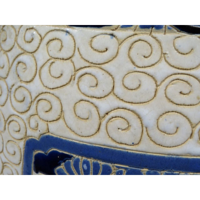 Barrel-Shaped Ceramic Stool with Decoration, Italy, 1970s For Sale - Image 10 of 11