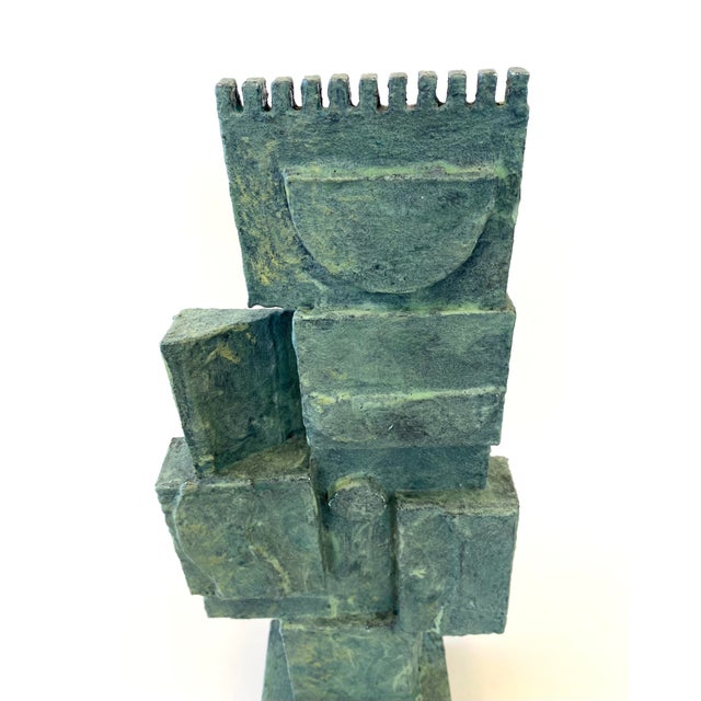 Abstract wood, papier-mâché, and paint sculpture with cubist influence by self-taught artist Bill Low (Scotland...