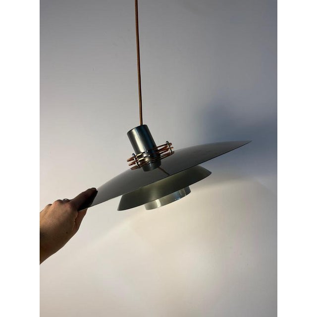 Large Leto Silver Copper Pendant Lamp by Top Lamper, 1980s For Sale - Image 4 of 11
