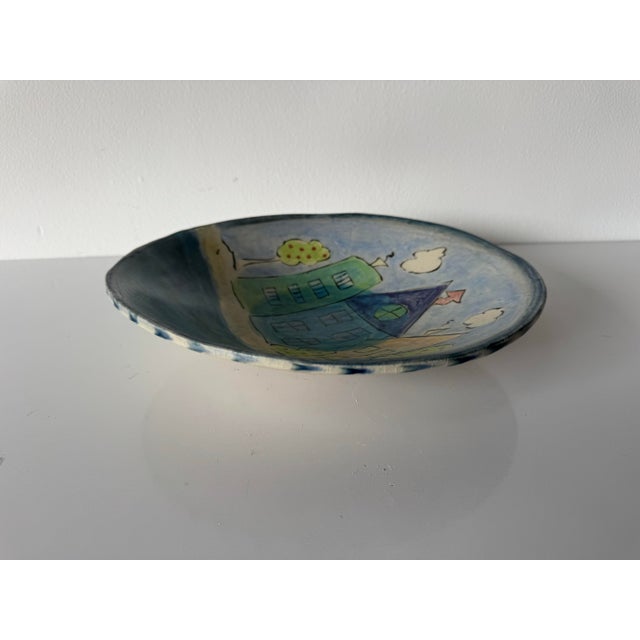 Blue 1970’s Vintage Ketsiland Handmade & Hand-Painted Art Ceramic Bowl For Sale - Image 8 of 12