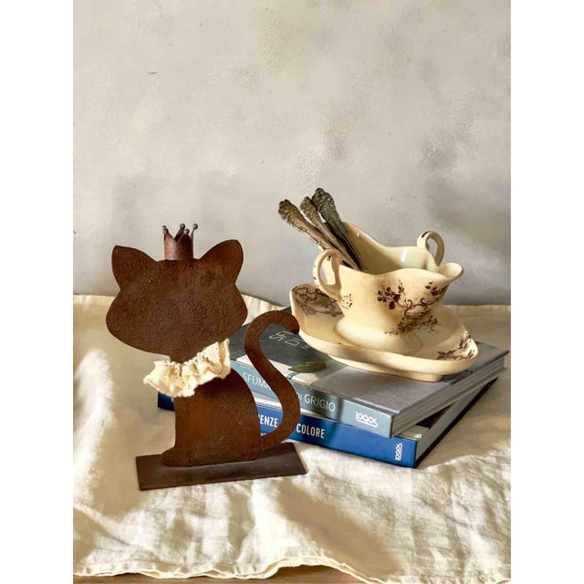 Metal Handcrafted Rust Rabbit, Cat and Dachshund, Italy, 1990s, Set of 3 For Sale - Image 7 of 13