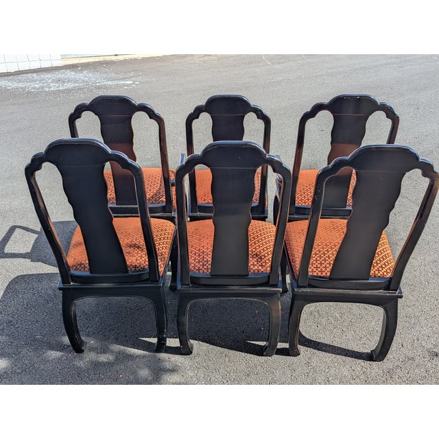 Mid 20th Century Vintage Chinoiserie Dining Chairs - Set of 6 For Sale - Image 5 of 14