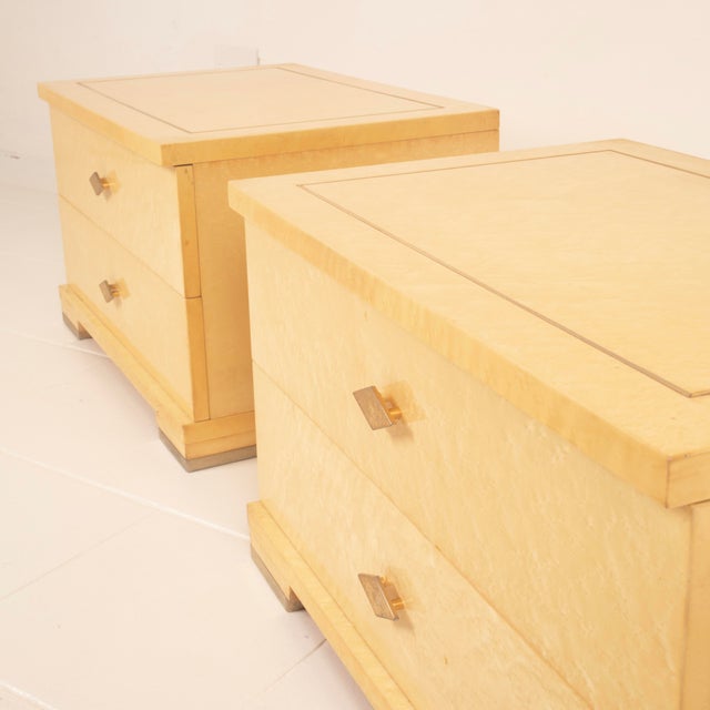 Italian Maple Burl and Brass Nightstands by Gianluigi Gorgoni for Fratelli Turri, 1980s, Set of 2 For Sale - Image 17 of 18