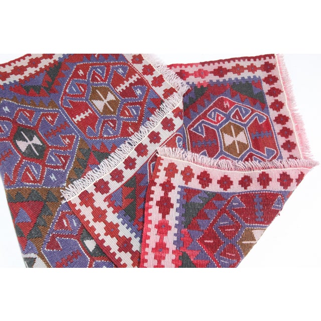 1980s Decorative Vintage Handwoven Kilim-3' 4'' X 2' 1'' Feet For Sale - Image 9 of 11