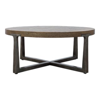 Restoration Hardware T-Brace Round Coffee Table For Sale