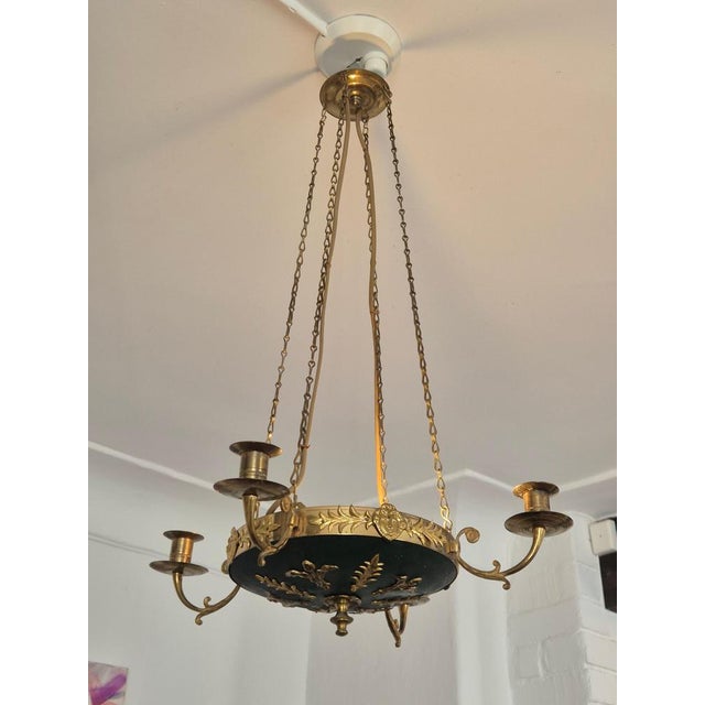 Brown Pendant Light in Brass with Two Light Sockets, 1890s For Sale - Image 8 of 14