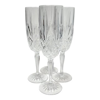 French Crystal Champagne Flutes- Set of Four For Sale
