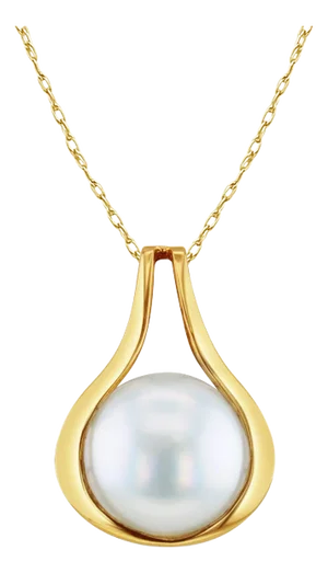 13MM Mabe Pearl Necklace with Polished Bezel Frame 16"