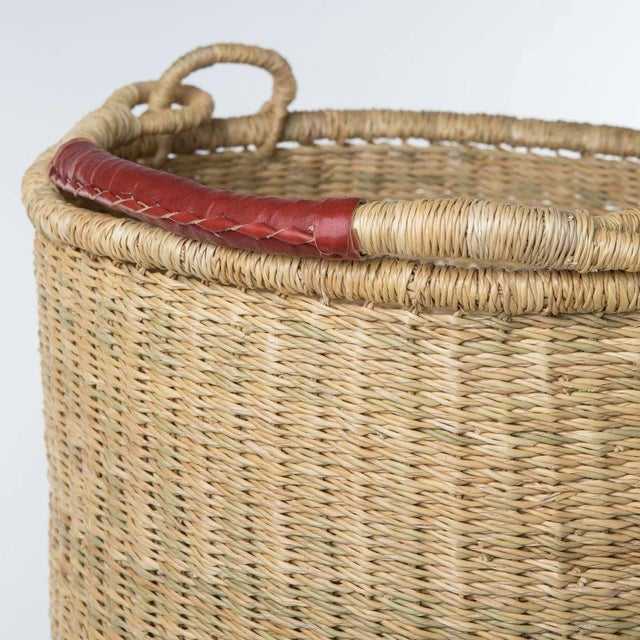 Natural Bolga Hamper Basket With Leather Handles - Large For Sale - Image 4 of 7