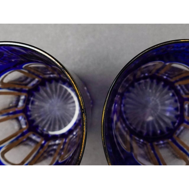 Blue Mid 20th Century Saint St Louis Crystal France Rabat Blue Gold Gilded Tea Tumbles Glasses- Set of 2 For Sale - Image 8 of 8