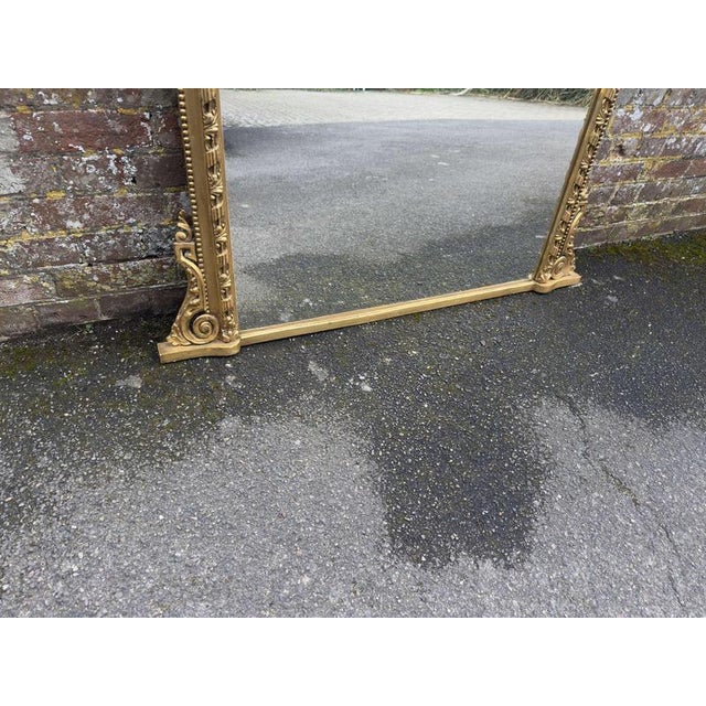 Large Antique English Ribbed Framed Overmantle Mirror, 1800s For Sale - Image 3 of 6