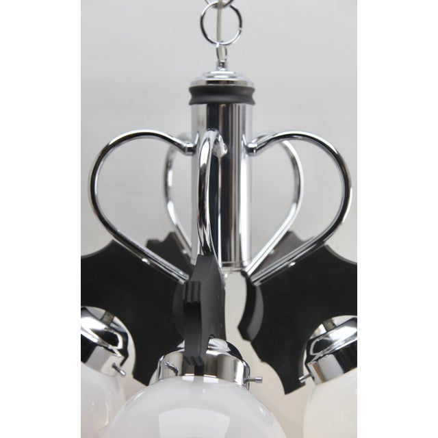 AVMazzega Pendant with 5 Globes of Clear Glass with Orange Inclusions from Mazzega For Sale - Image 4 of 16