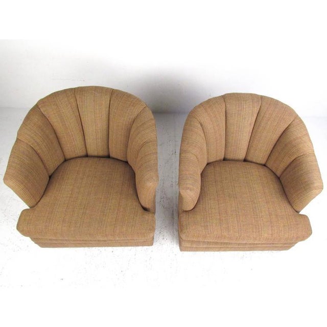 Pair of Contemporary Barrel Back Swivel Chairs | Chairish