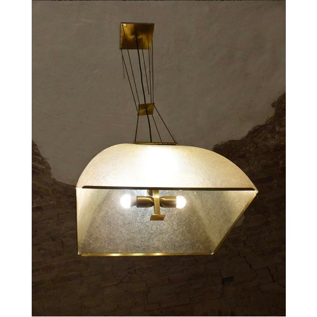 Large Lamperti Pendant Light in Fiberglass and Brass, 1970s For Sale - Image 12 of 12