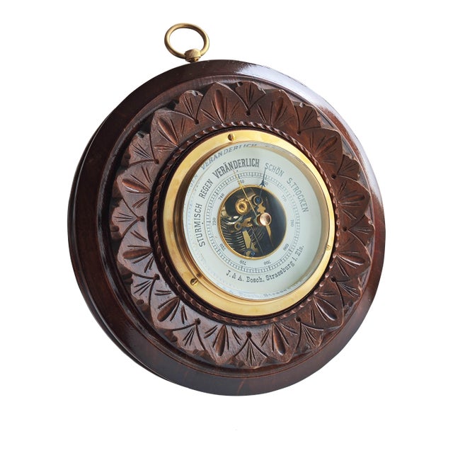 Antique German Aneroid Barometer by J. & A. Bosch, Strassburg I. Els. – G. Lufft Movement, C. 1890-1910 For Sale