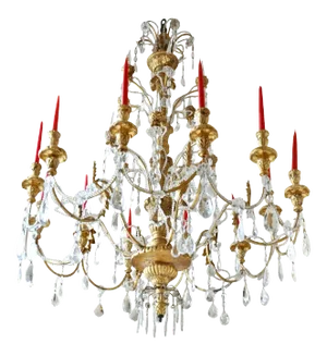 Large 19th Century Italian Neoclassical Chandelier Gilt