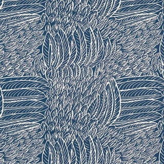 Schumacher Featherfest Fabric in Navy For Sale