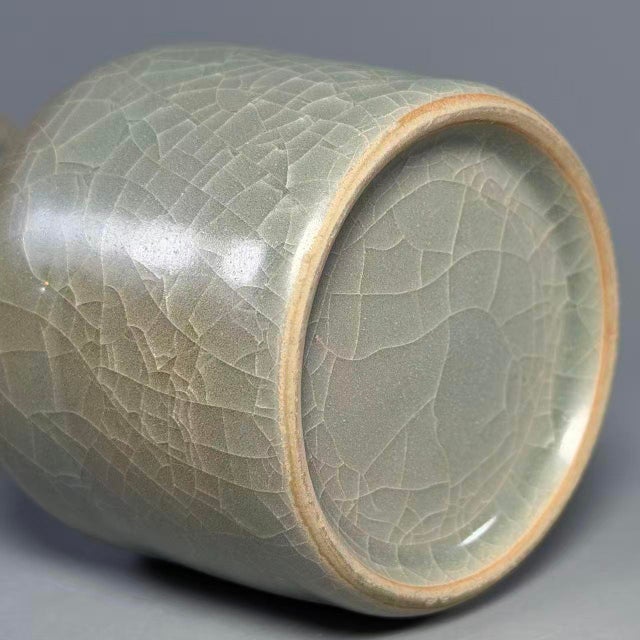 15th Century & Earlier Antique Chinese Longquan Celadon Crackle Glaze Vase For Sale - Image 5 of 6
