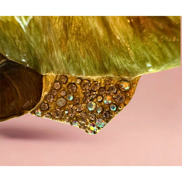 Green 1990s Jay Strongwater Enamel Calla Lily Ring Holder With Swarovski Crystals For Sale - Image 8 of 11