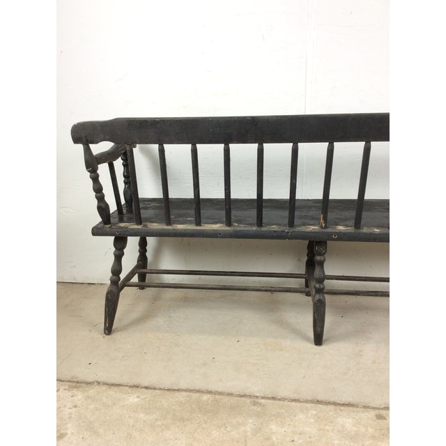 Antique Black Painted Deacons Bench For Sale - Image 17 of 18
