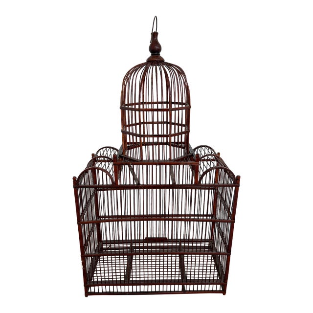 Vintage Mid 20th Century Wooden Birdcage For Sale