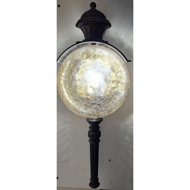 Rustic Vintage Rustic Wall Lamp with Black Patinated Metal Frame and Amber-Colored Glass Shade, 1970s For Sale - Image 3 of 9
