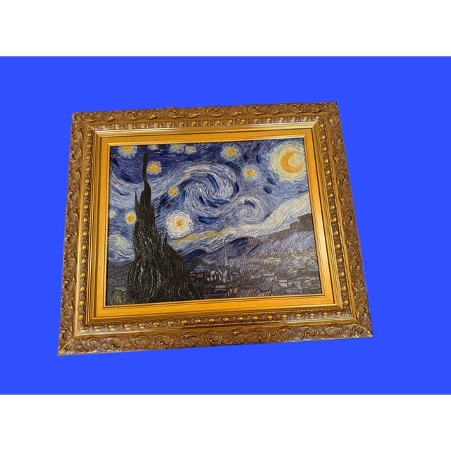 Late 20th Century Hand Painted Reproduction of Vincent Van Gogh’s “Starry Nights” With Certificate of Authenticity For Sale In Houston - Image 6 of 8