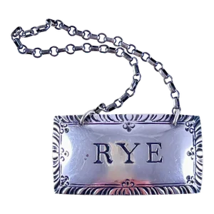 Stieff Sterling Silver Liquor Collar Tag, Rye – 1930s
