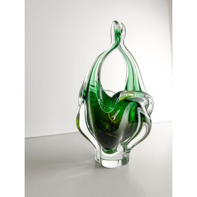 1970s Green Glass Bowl by Josef Hospodka for Chribska Glassworks, 1970s For Sale - Image 5 of 9