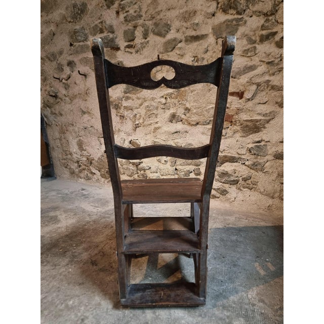 Antique Metamorphic Library Step Chair in Beechwood, France, Early 20th Century For Sale - Image 18 of 18