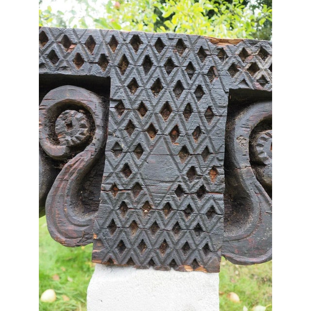 Antique Hand-Carved Wooden Pillar Column Capital, Afghanistan, 1890s For Sale - Image 9 of 11