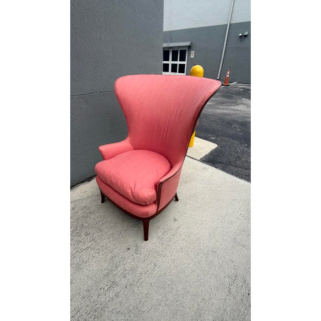 1940s John M. Smythe Attributed Deco Wingback Arm Chair For Sale In Miami - Image 6 of 12