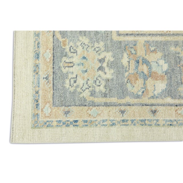 Early 21st Century White Color Gray Ivory Field Multicolor Handwoven Turkish Oushak Rug 8'3" X 10' For Sale - Image 5 of 7