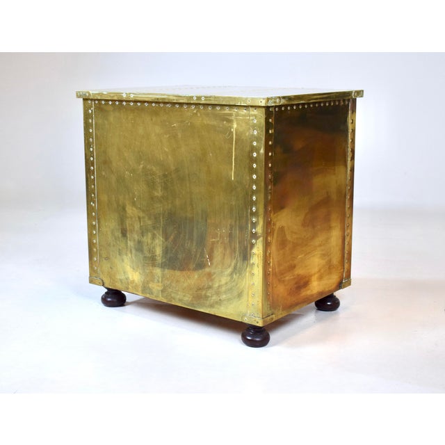 Serried Spain Brass Clad Chest, Nightstand, 1970's For Sale - Image 14 of 14